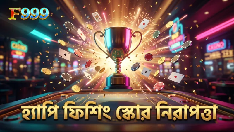 হ্যাপি ফিশিং গেমে স্কোরিং ও নিরাপত্তার একটি সমন্বিত চিত্র।